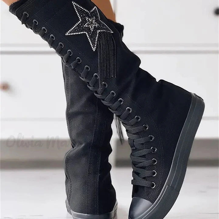 Orthopädische Schnürschuhe mit Stern-Design und hohem Schaft