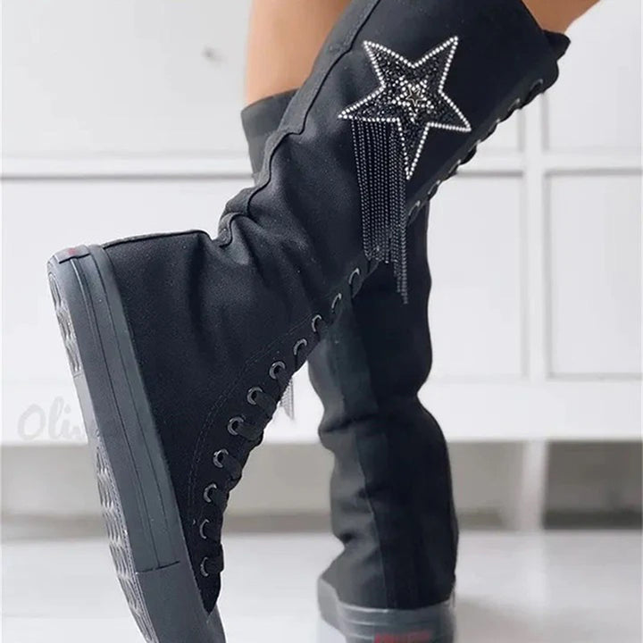 Orthopädische Schnürschuhe mit Stern-Design und hohem Schaft