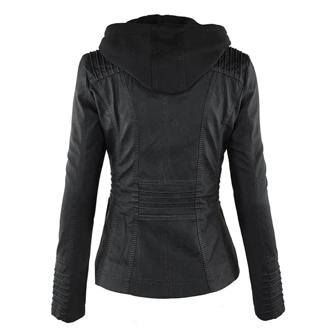 W&W Mode | Elegantes Motorradjacke Mit Kapuze Aus Hochwertigem Leder