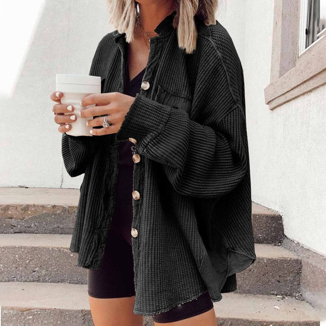 W&W Mode gerippte Strickjacke Elegance