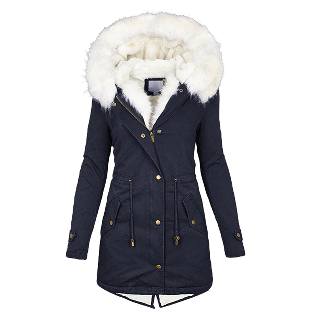 W&W Mode Elegante Winterjacke mit Kapuze und Knopfdetail
