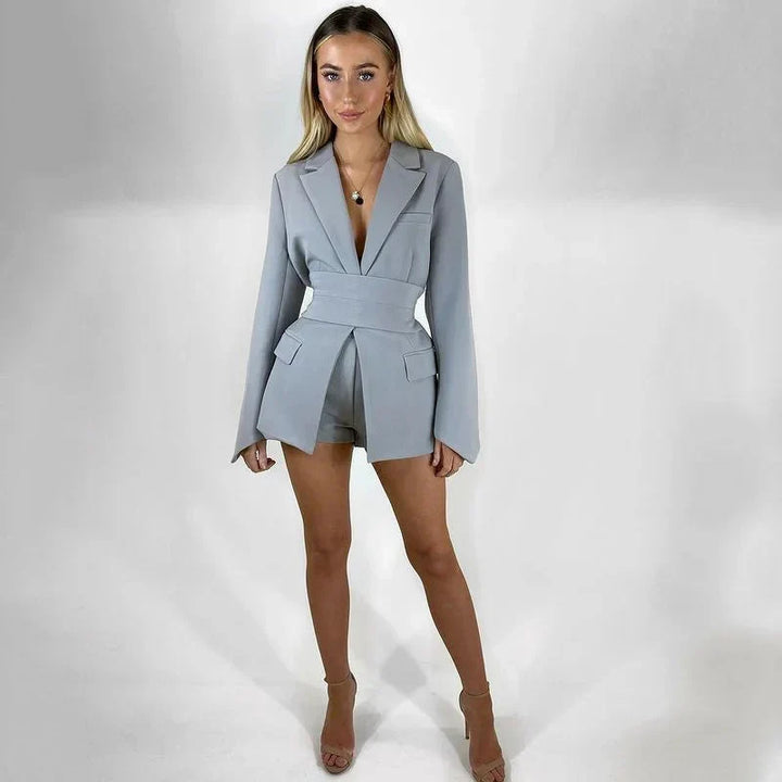 W&W Mode | Langer taillierter für Frauen Jacke mit Gürtel