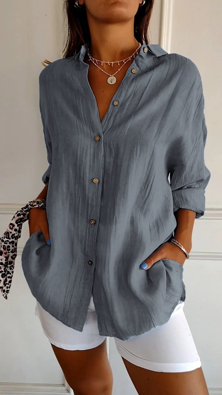 W&W Mode | Lange Ärmel Lockere Passform Button Up W&W Mode | Damenbekleidung