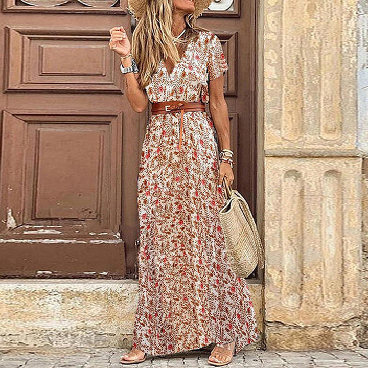 W&W Mode | Kleid Kurzarm Gürtel Maxikleid Sommerkleid