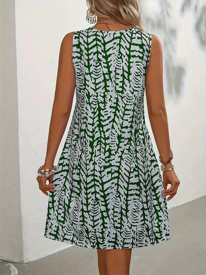 W&W Mode | Bedrucktes ärmelloses Kleid für Damen