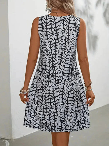 Damen-Sommerkleid mit Druck und ärmellosem Schnitt