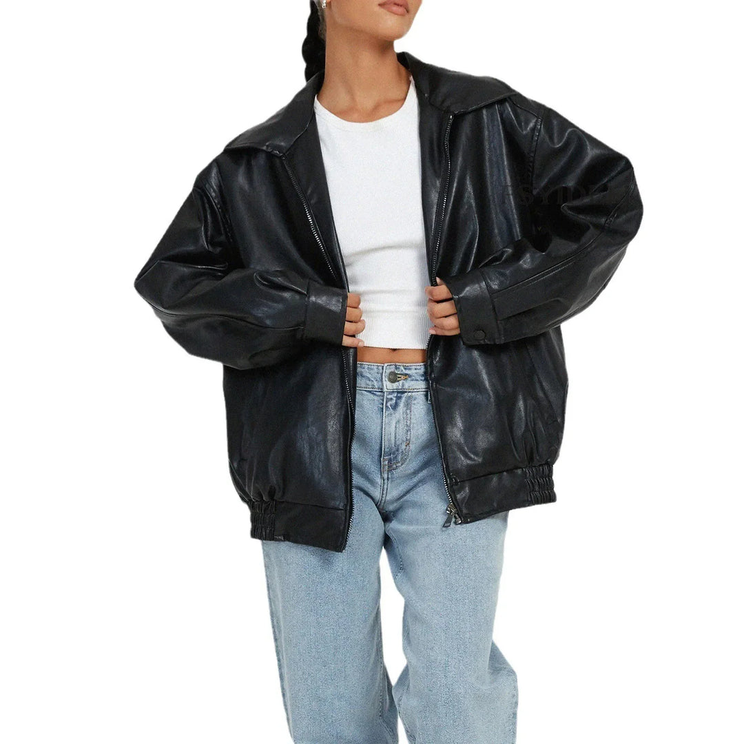 W&W Mode | Moderne Oversized Lederjacke für Damen