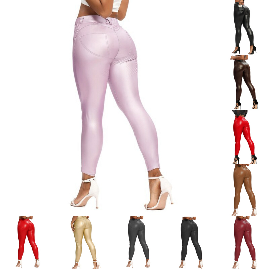 W&W Mode | Leder Leggings Fitness Hosen Ohne Bauch