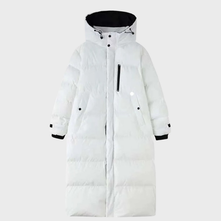 und lange Daunenjacke