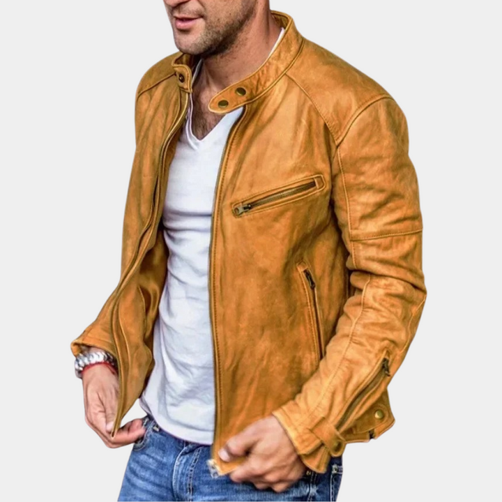 W&W Mode | Klassische Wetterfeste Lederjacke für Männer
