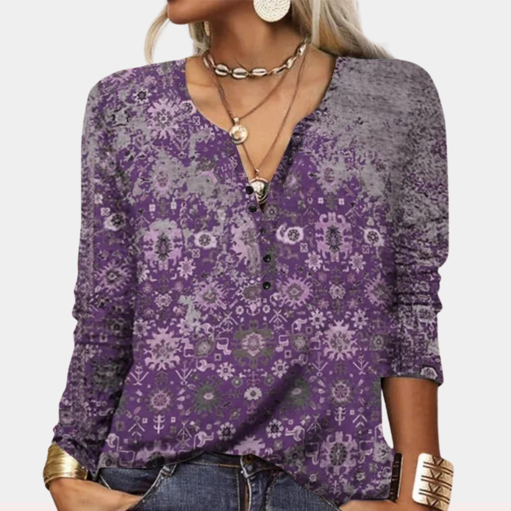 W&W Mode | Boho Paisley Bluse mit Farbverlauf für Damen