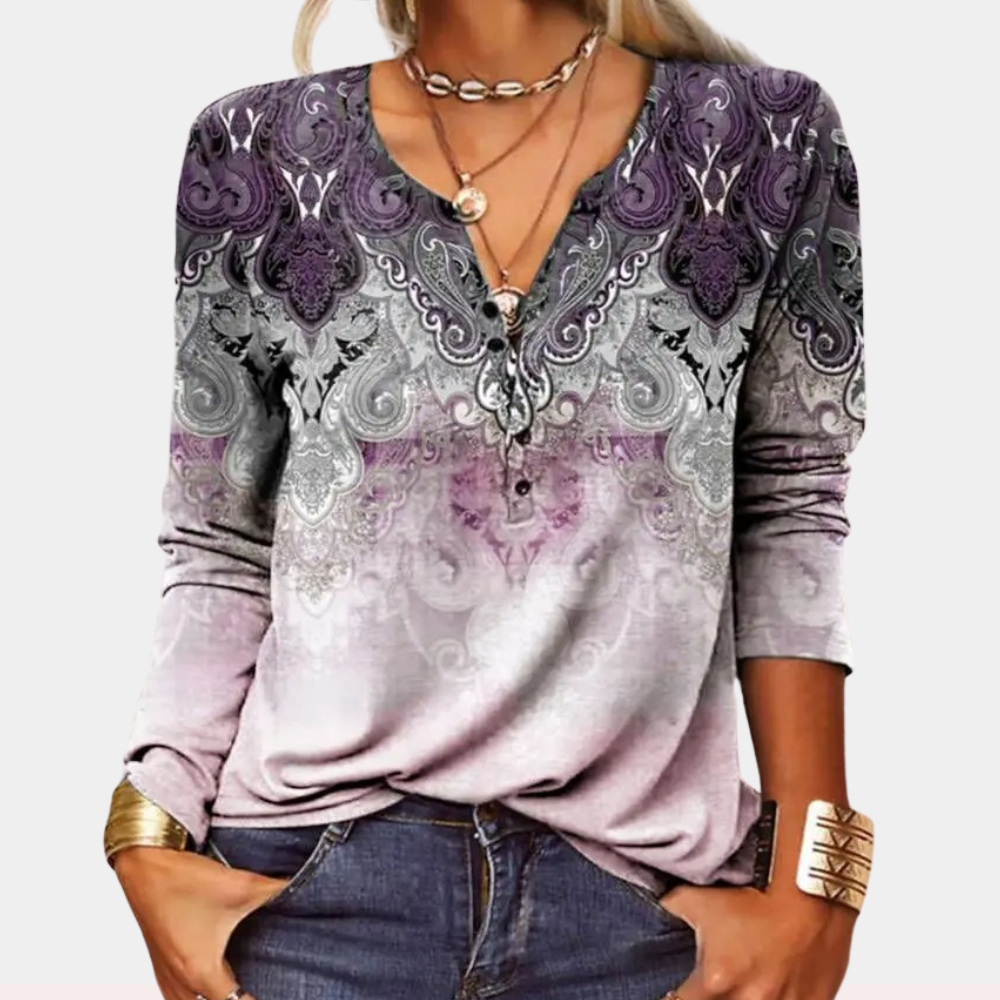 W&W Mode | Boho Paisley Bluse mit Farbverlauf für Damen