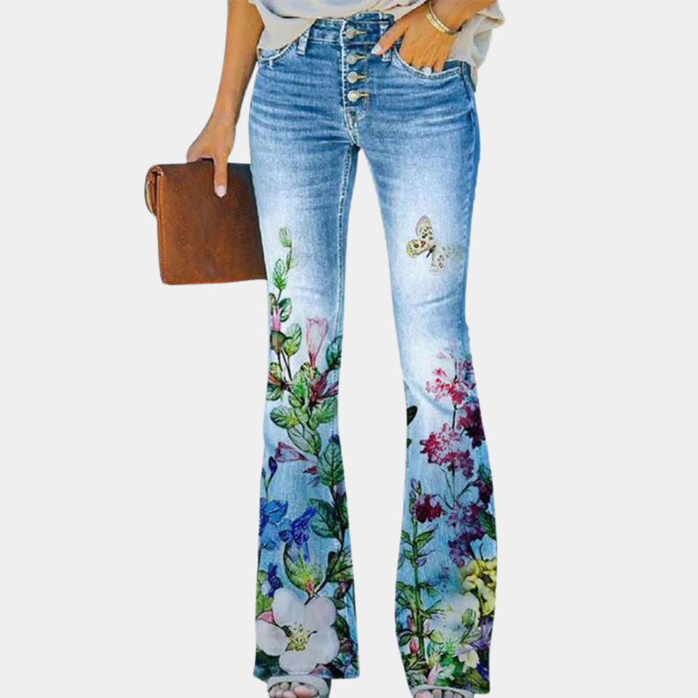 W&W Mode | Damen Jeans Mit Ausgestelltem Bein Und Knopfdetails