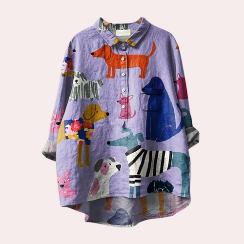 W&W Mode | Damen Casual Shirt mit Hundedruck