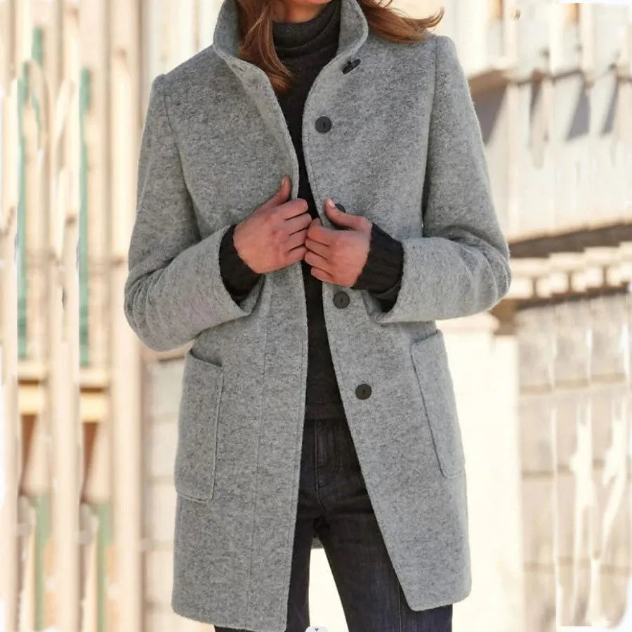 W&W Mode | Elegante Stehkragenmantel Für Damen