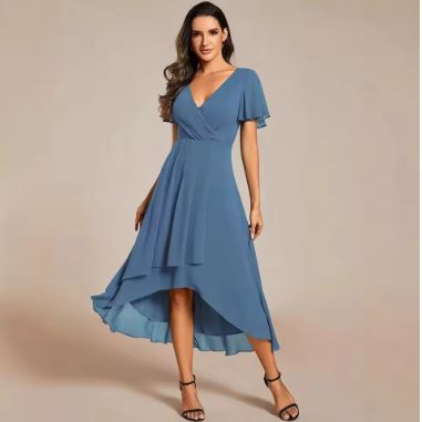 W&W Mode | Stilvolles Midikleid mit Kurzen Ärmeln