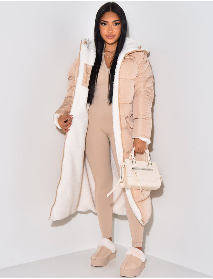 W&W Mode | Warme Gefütterte Winterjacke für Damen - Wendbare Fleecejacke