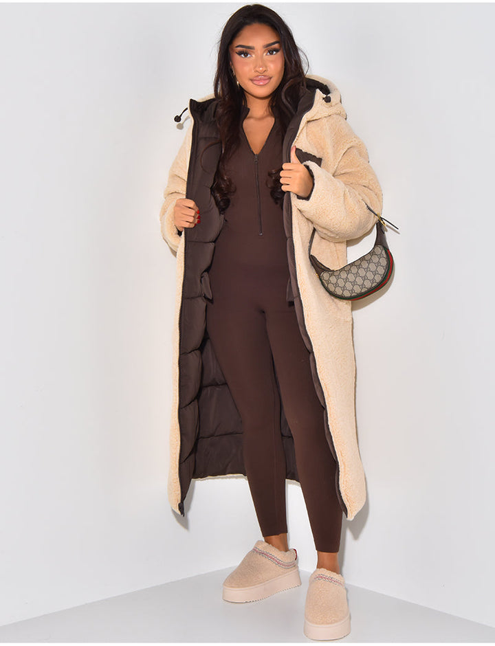 W&W Mode | Warme Gefütterte Winterjacke für Damen - Wendbare Fleecejacke