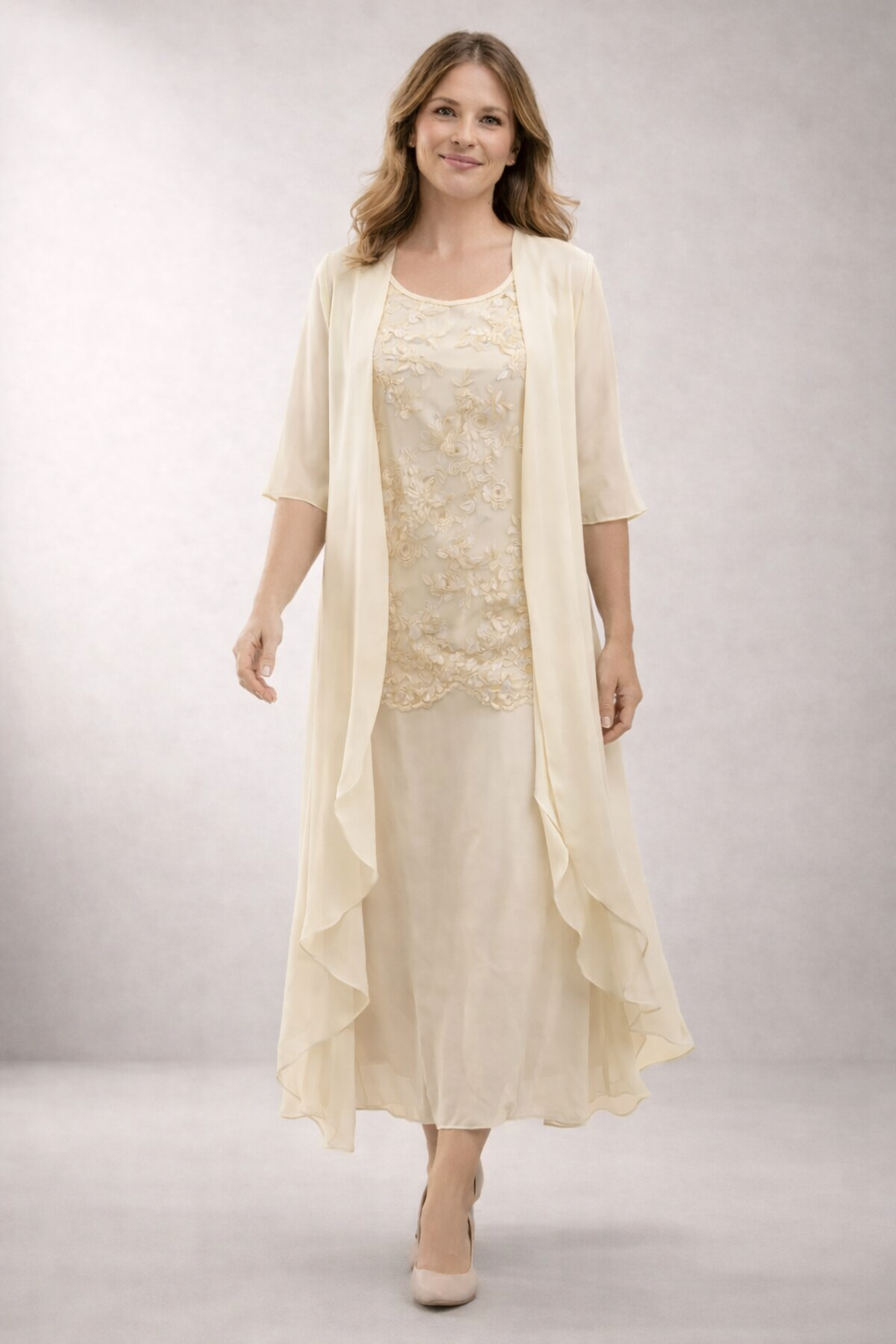 W&W Mode | Elegantes Chiffon-Kleid In Zwei Teilen