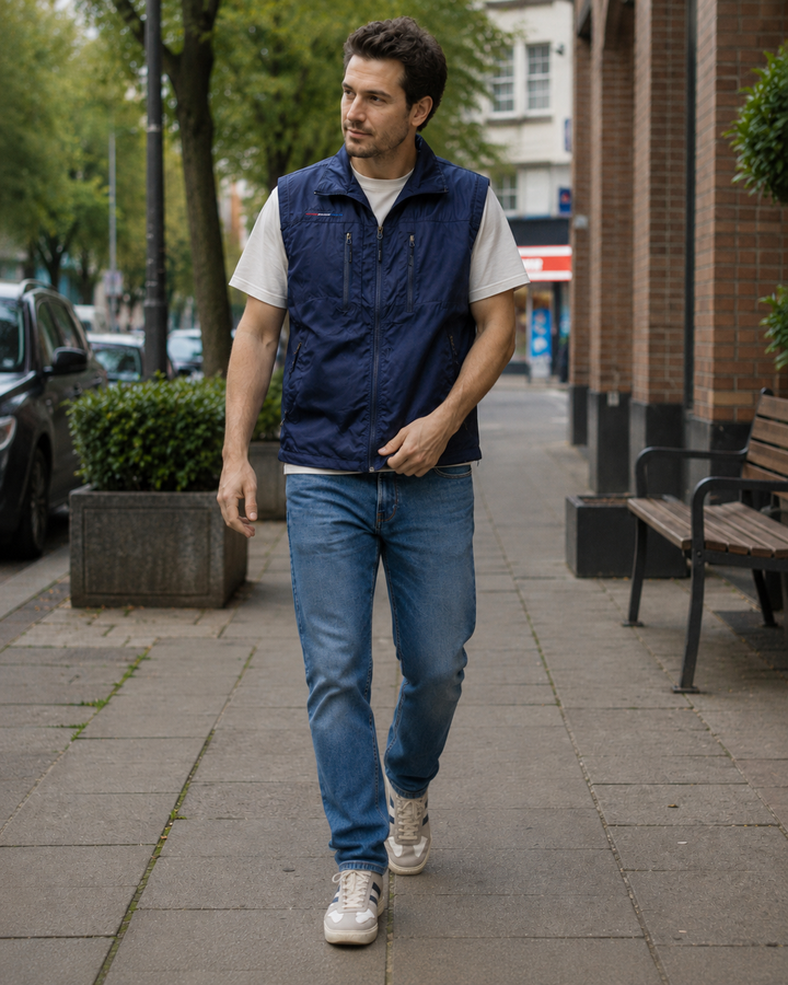 W&W Mode Herren Outdoor-Weste mit Reißverschluss und mehreren Taschen