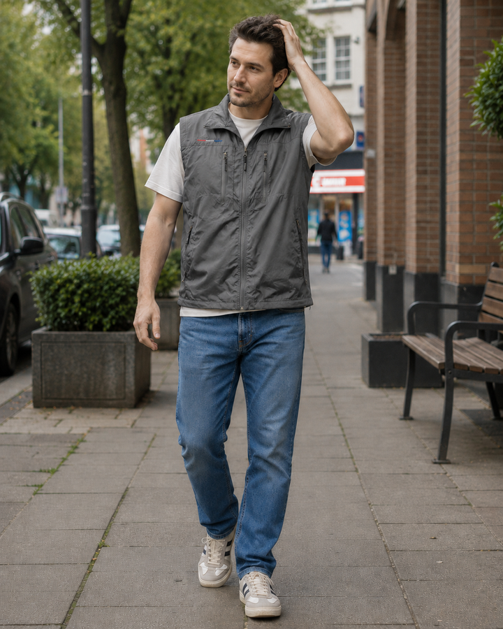 W&W Mode Herren Outdoor-Weste mit Reißverschluss und mehreren Taschen