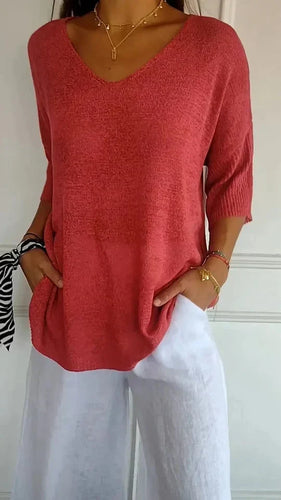 W&W Mode | Bequemes Damen-Stricktop mit V-Ausschnitt