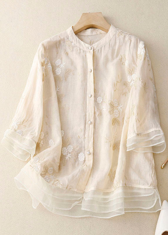 W&W Mode | Bestickte Baumwoll Leinen Bluse