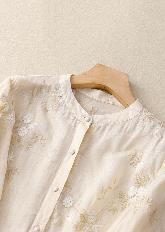 W&W Mode | Bestickte Baumwoll Leinen Bluse