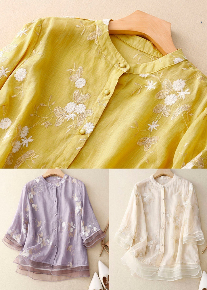 W&W Mode | Bestickte Baumwoll Leinen Bluse