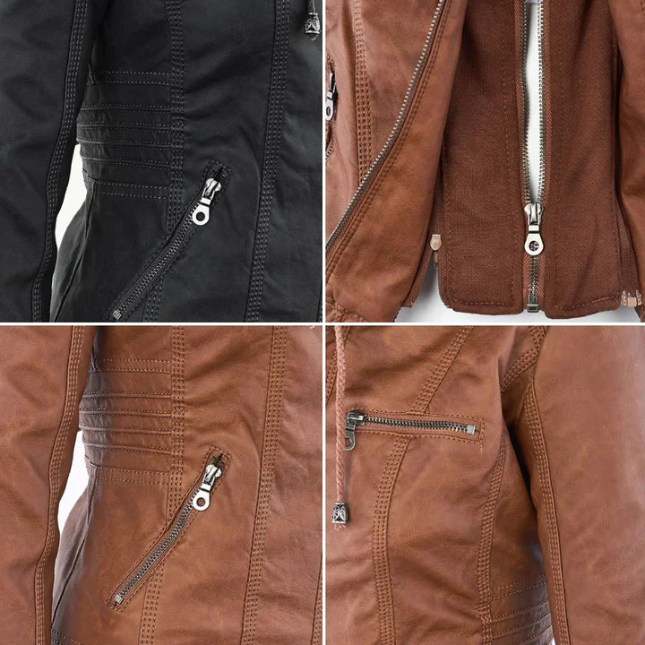 W&W Mode | Elegantes Motorradjacke Mit Kapuze Aus Hochwertigem Leder