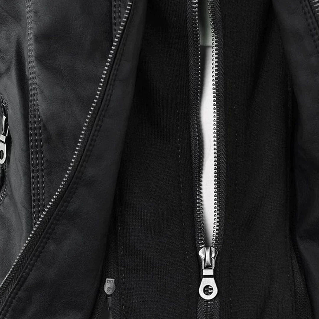 W&W Mode | Elegantes Motorradjacke Mit Kapuze Aus Hochwertigem Leder