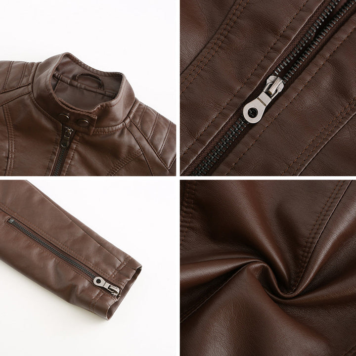 W&W Mode | Lederjacke für Damen - Modische Jacke mit Reißverschluss