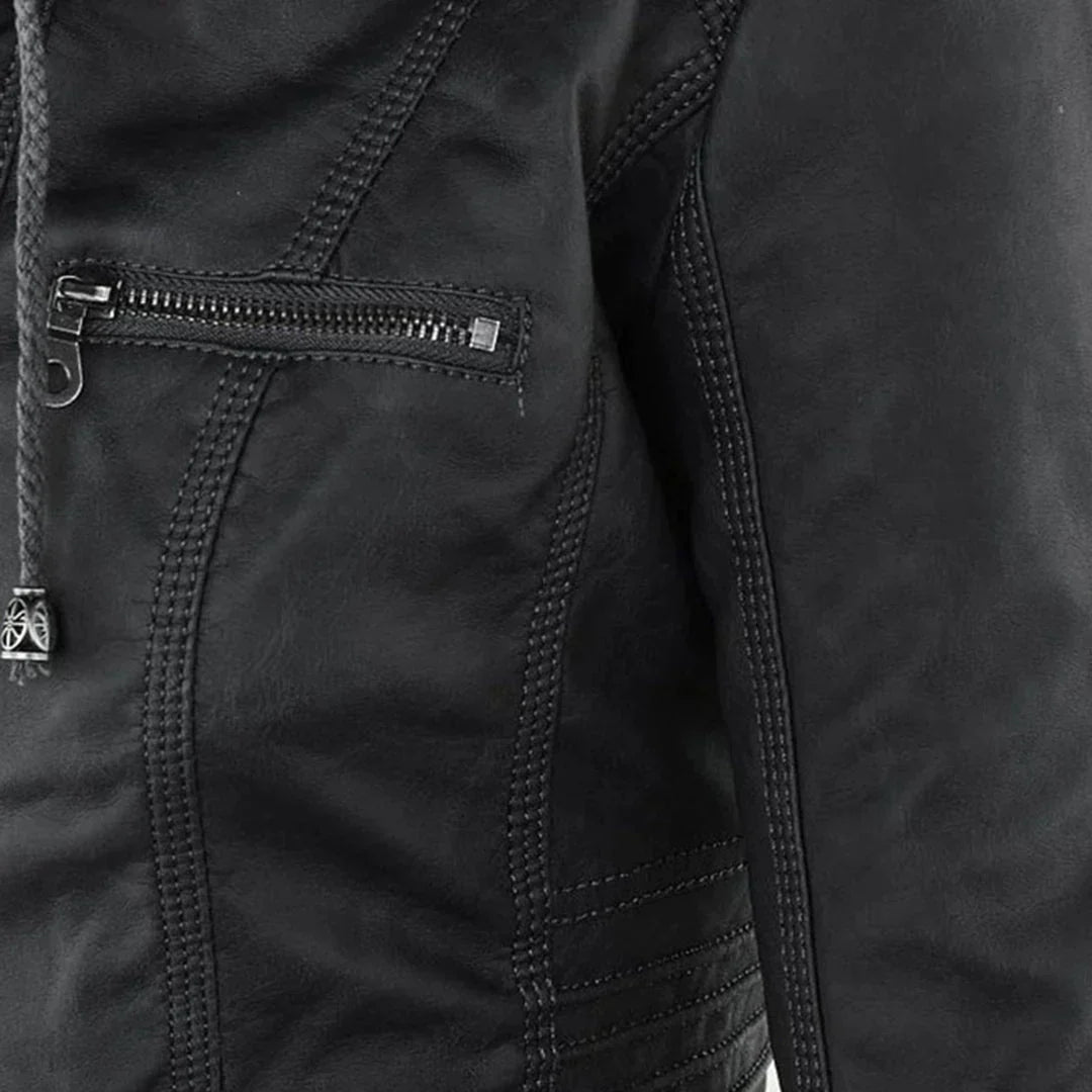 W&W Mode | Elegantes Motorradjacke Mit Kapuze Aus Hochwertigem Leder