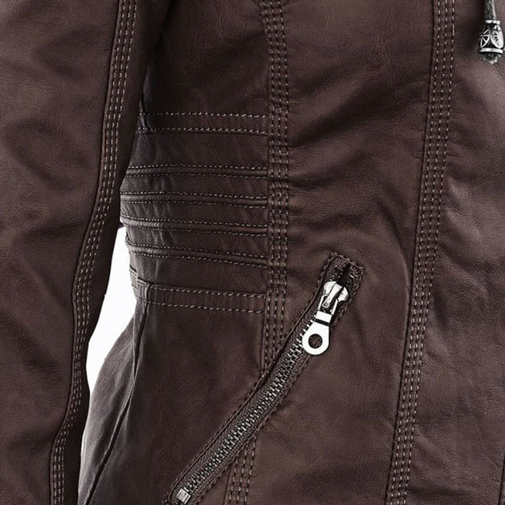 W&W Mode | Doppelgefütterte Damen Lederjacke mit Kapuze