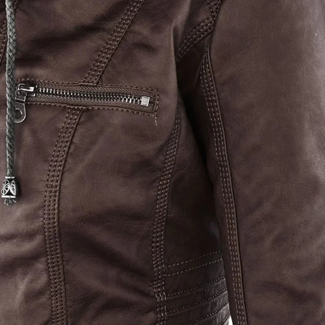 W&W Mode | Elegantes Motorradjacke Mit Kapuze Aus Hochwertigem Leder