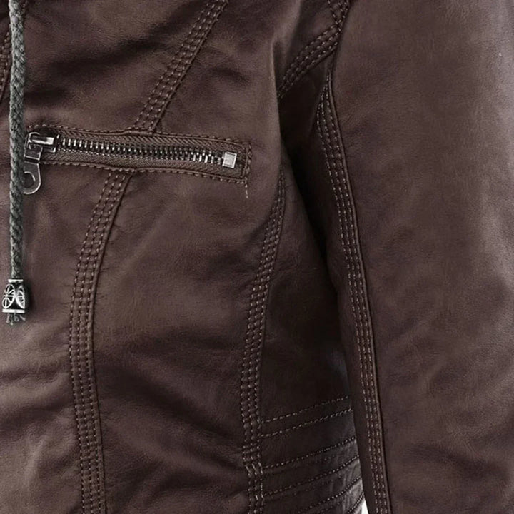W&W Mode | Elegantes Motorradjacke Mit Kapuze Aus Hochwertigem Leder