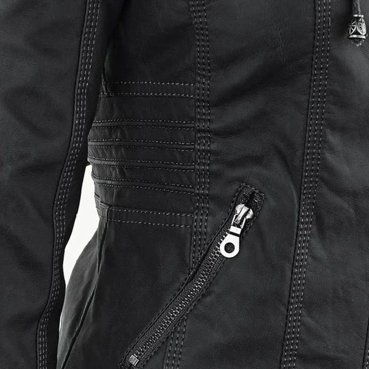 W&W Mode | Elegantes Motorradjacke Mit Kapuze Aus Hochwertigem Leder