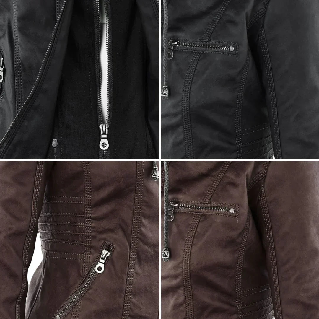 W&W Mode | Elegantes Motorradjacke Mit Kapuze Aus Hochwertigem Leder