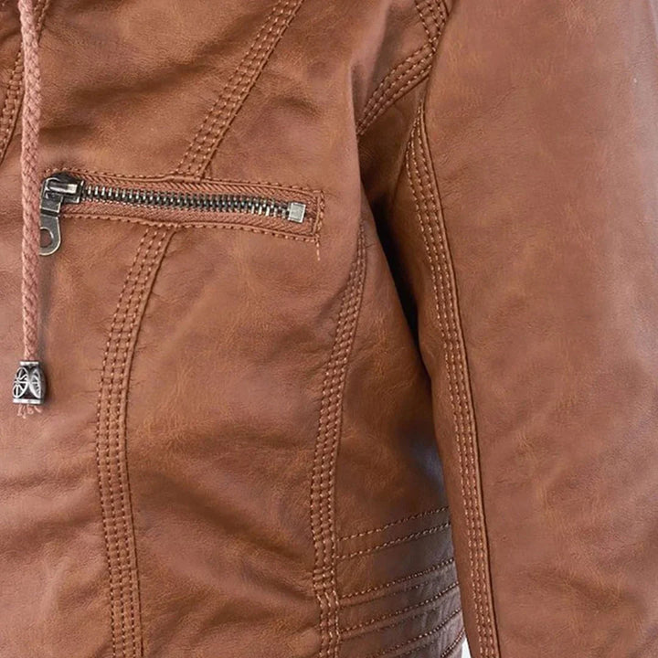 W&W Mode | Elegantes Motorradjacke Mit Kapuze Aus Hochwertigem Leder