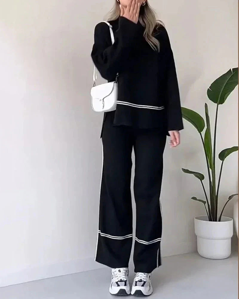 W&W Mode | Ord Set Zweiteiler aus Oversize Damenpullover und Hose mit weitem Bein
