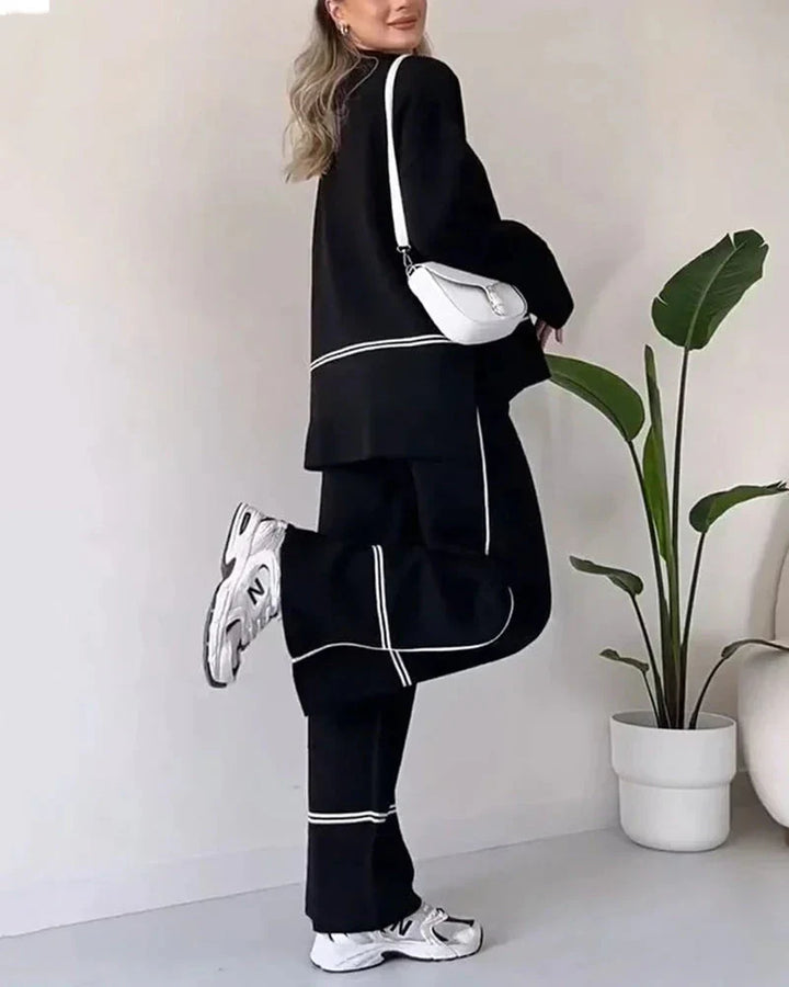 W&W Mode | Ord Set Zweiteiler aus Oversize Damenpullover und Hose mit weitem Bein