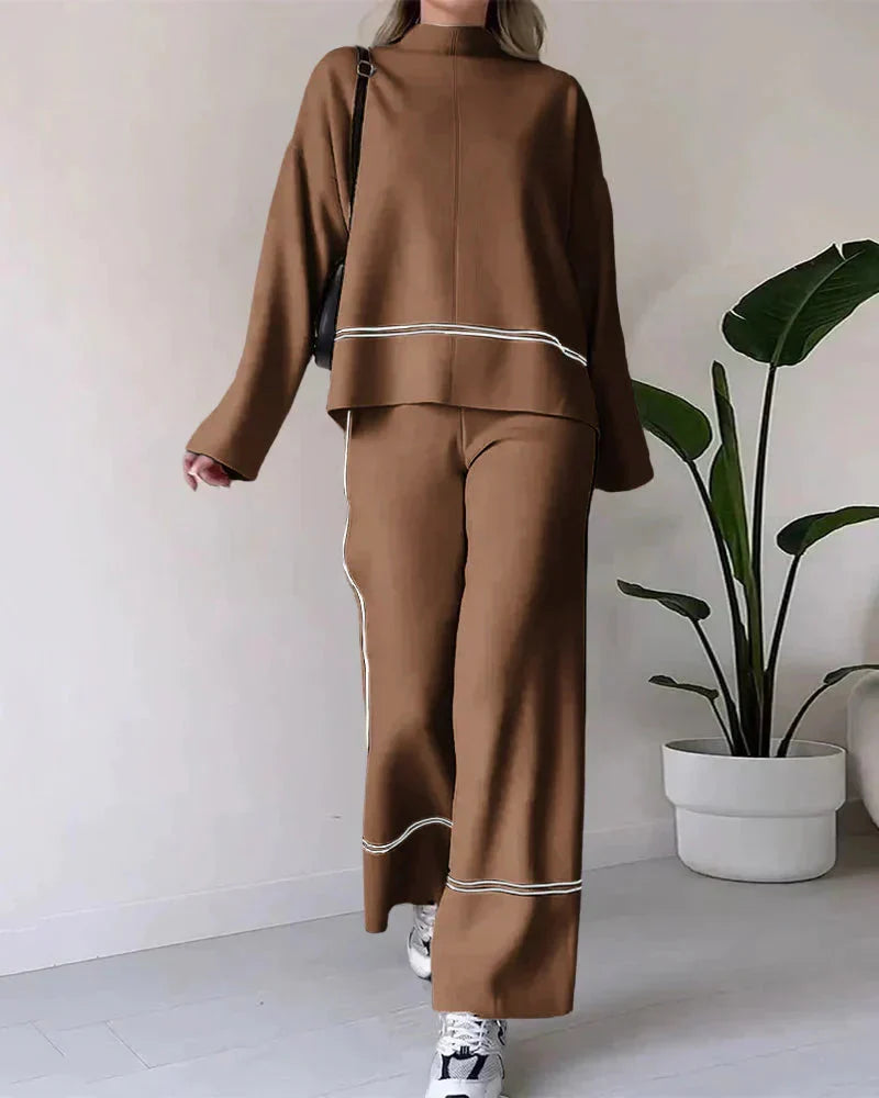 W&W Mode | Ord Set Zweiteiler aus Oversize Damenpullover und Hose mit weitem Bein