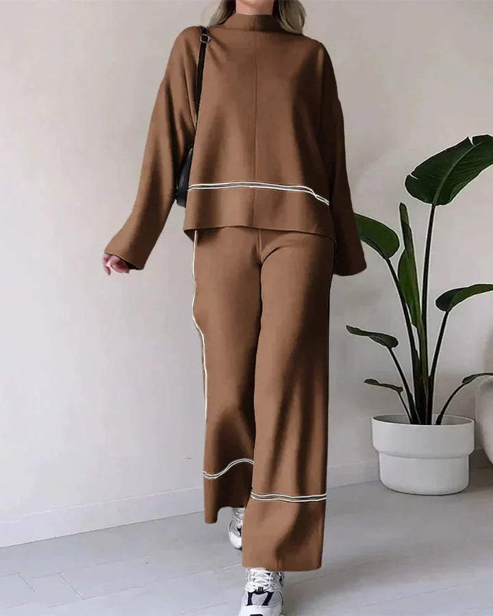 W&W Mode | Ord Set Zweiteiler aus Oversize Damenpullover und Hose mit weitem Bein