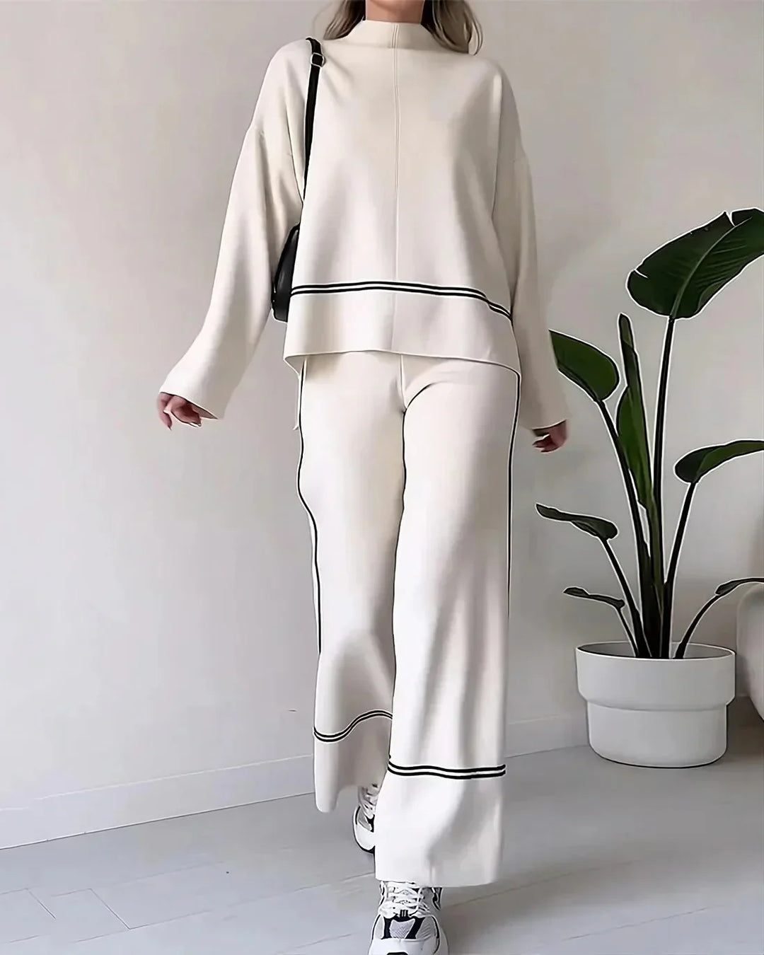 W&W Mode | Ord Set Zweiteiler aus Oversize Damenpullover und Hose mit weitem Bein