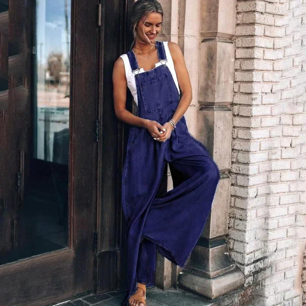 W&W Mode | Eleganter Verstellbarer Denim-Jumpsuit