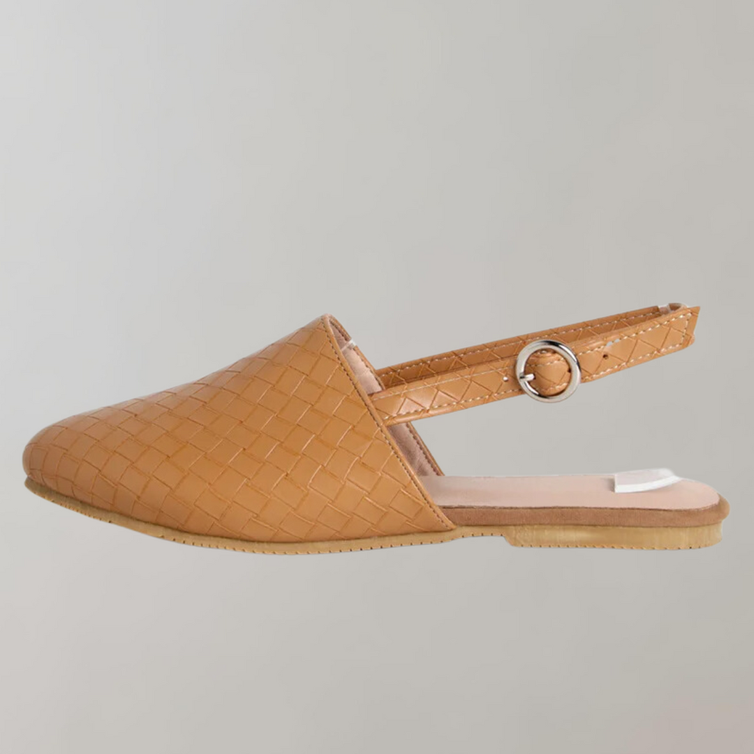 W&W Mode - Flache Sandale mit niedrigem Absatz | Loafer-Sandale mit Riemen an der Rückseite