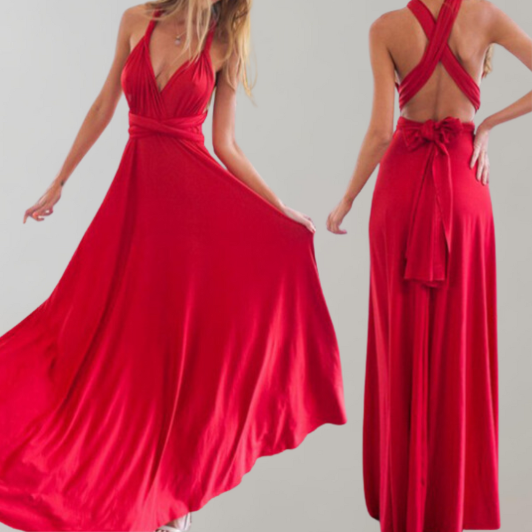 W&W Mode - Schick Maxikleid | Cocktail Kleid Taillengurtel