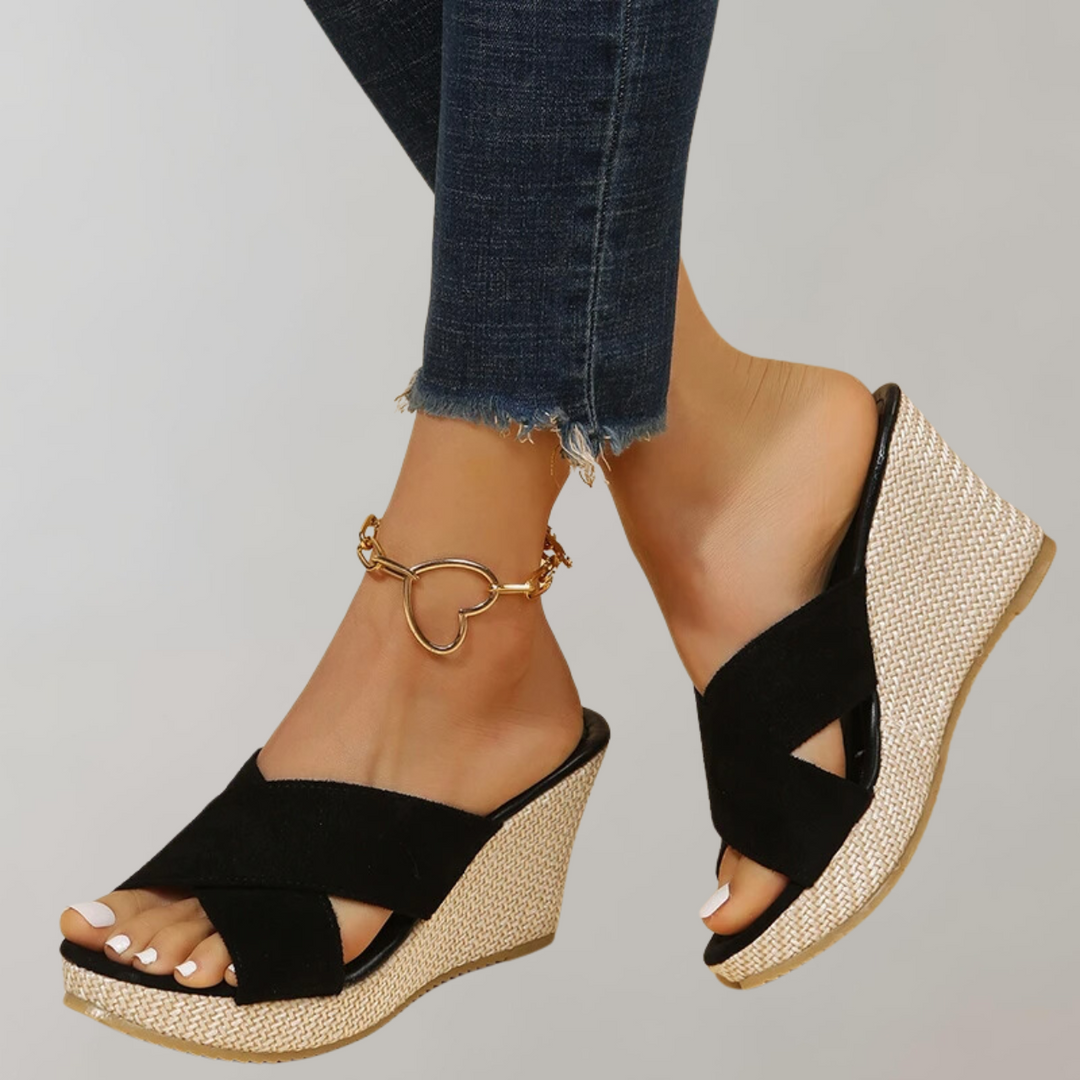 W&W Mode - Orthopädische Sandalen mit Absatz | Sandalen Damen bequem