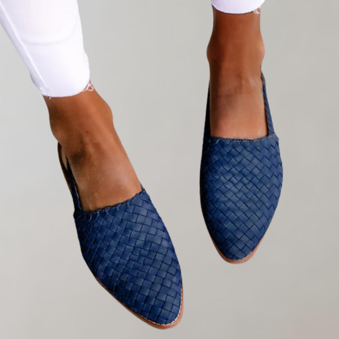 W&W Mode - Flache Sandale mit niedrigem Absatz | Loafer-Sandale mit Riemen an der Rückseite