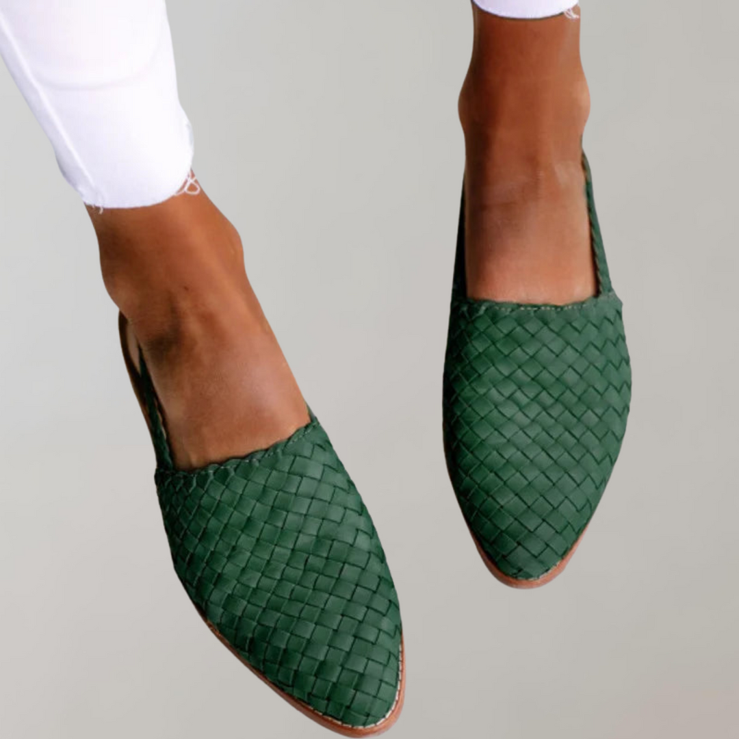 W&W Mode - Flache Sandale mit niedrigem Absatz | Loafer-Sandale mit Riemen an der Rückseite